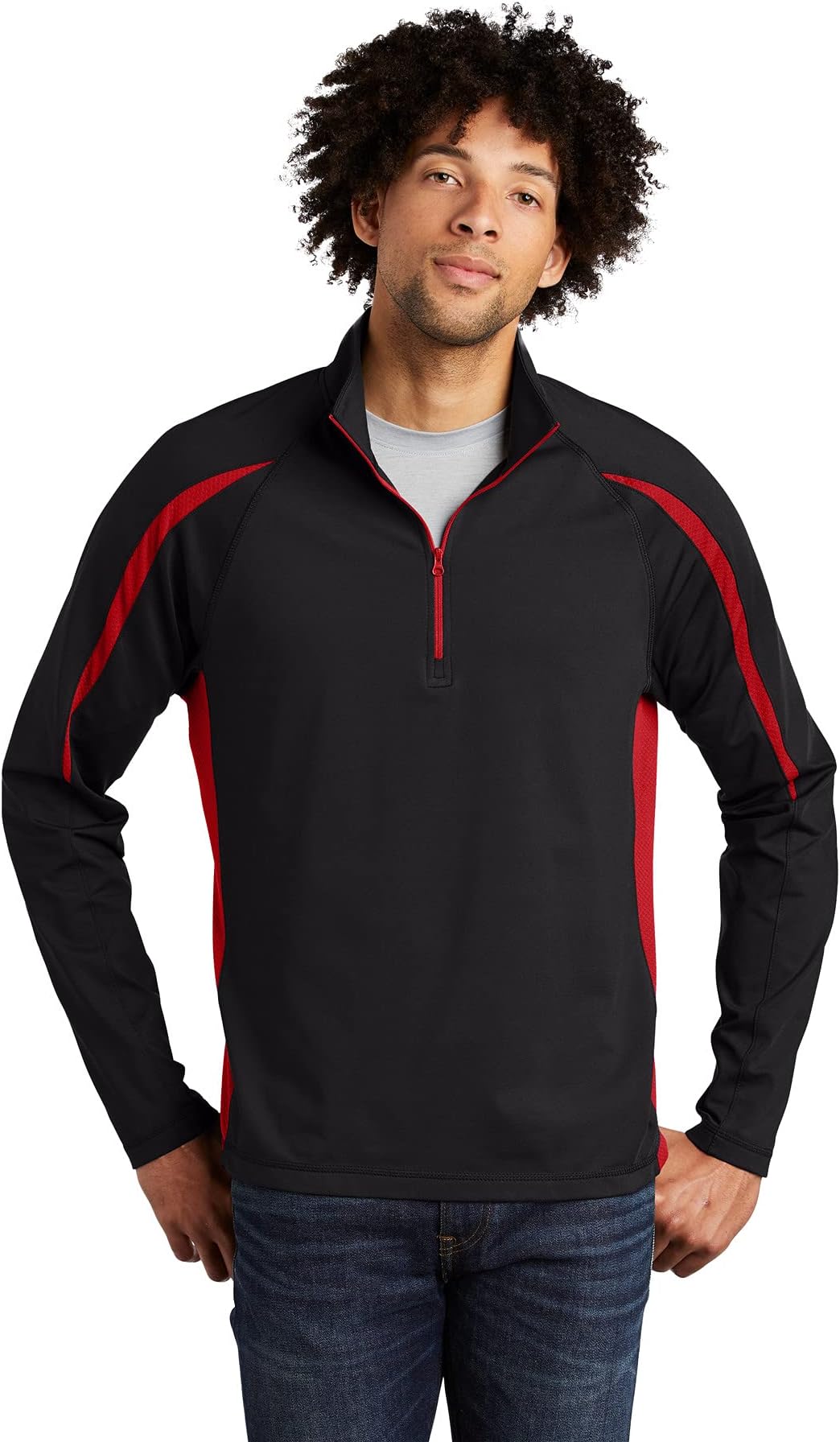 SPORT-TEK Men's Sport Wick Stretch 1/2 Zip Colorblock