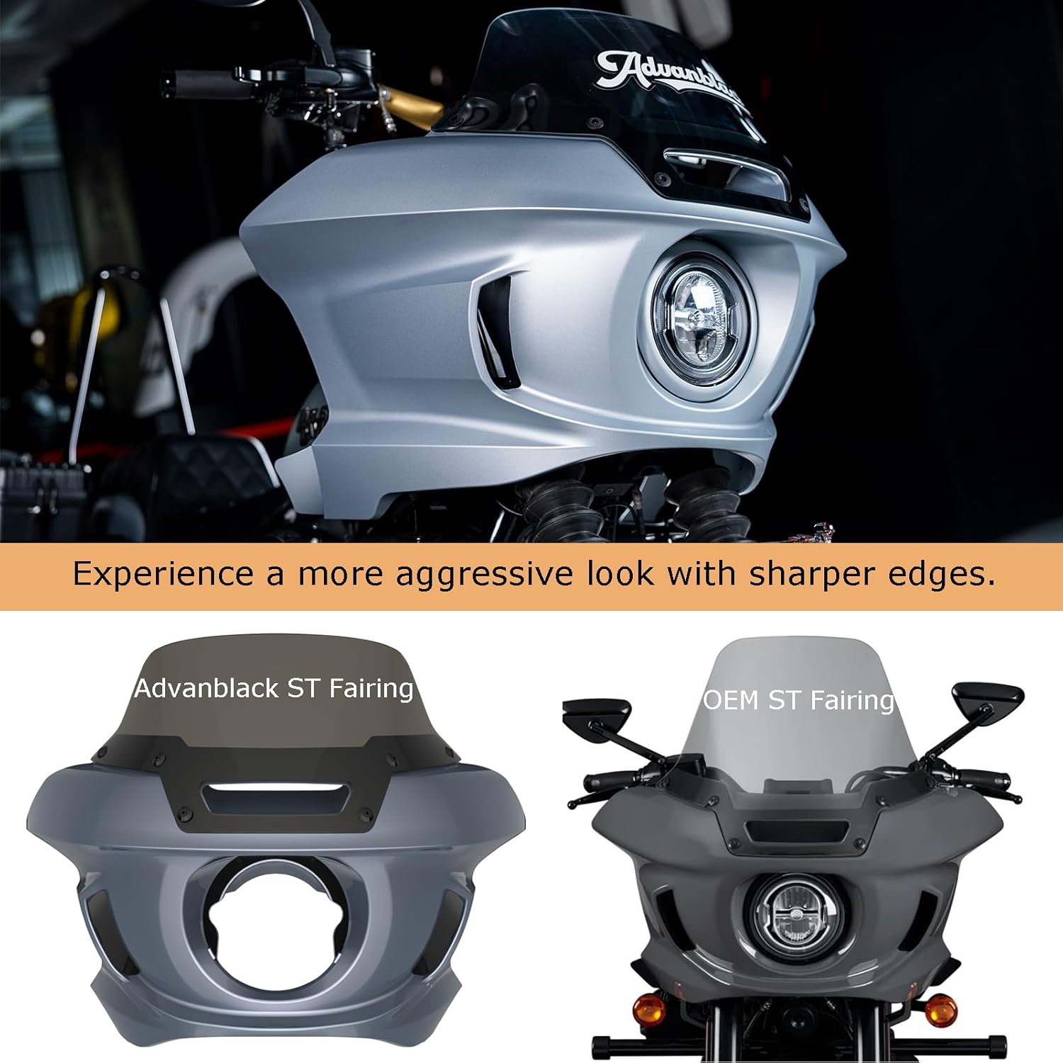 Advanblack FXLRS Fairings Kit FXLRT Fairing ST Fairing Compatible with Harley Low Rider/Lowrider S, Road King, Street Bob, Fat Bob & Dyna, Windscreen, Headlight Cowl