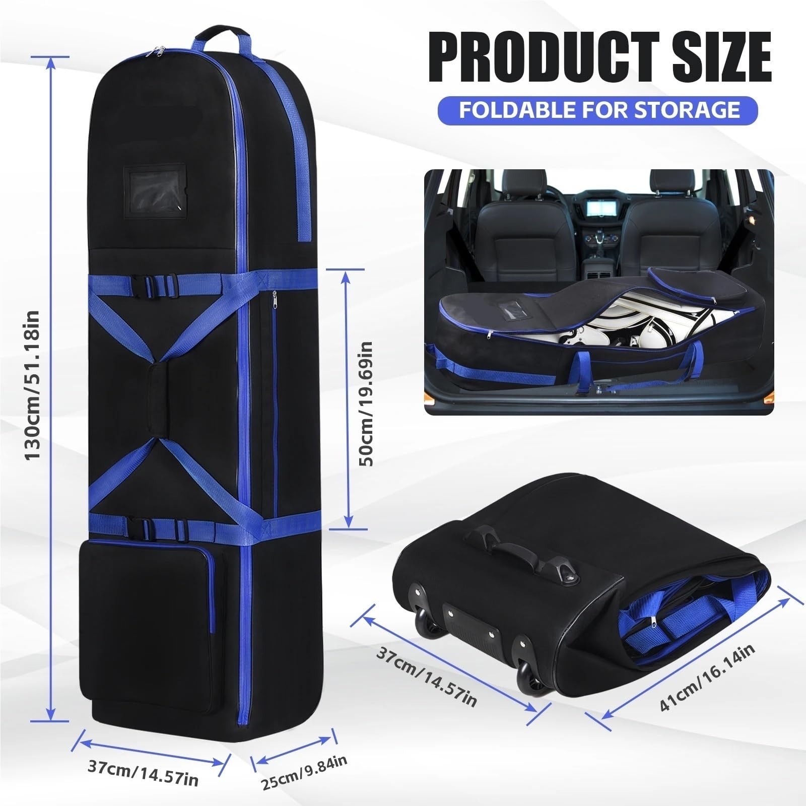Funda para Bolsa De Golf Bolsa de Viaje for Golf con Cremalleras Resistentes, Ruedas agrandadas, aviación Plegable for un Transporte cómodo