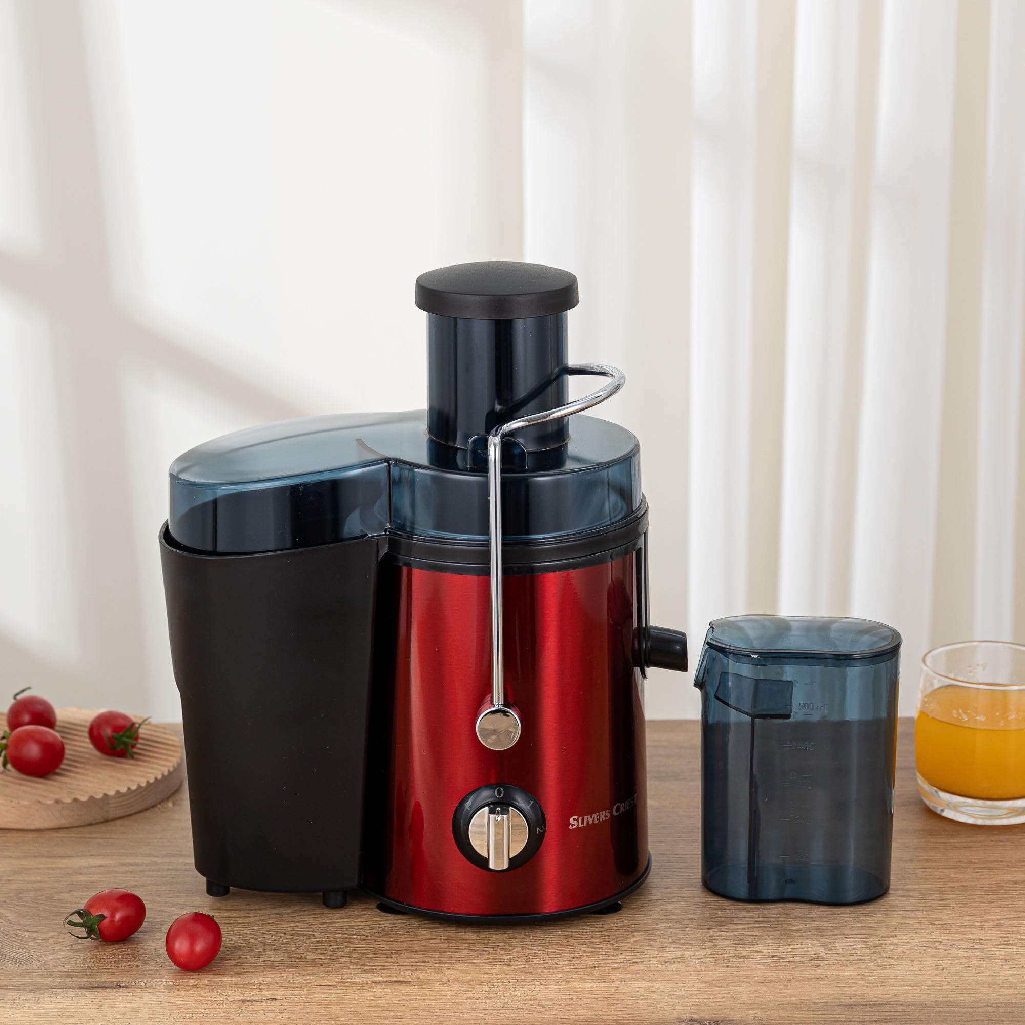Juicer Machine Electric Fruit Juicer | High Speed Juice Extractor with Safety Lock Arm Anti Slip Base Overheat Protection for Home Kitchen. (Red/Silver) Pack of 1-image-13