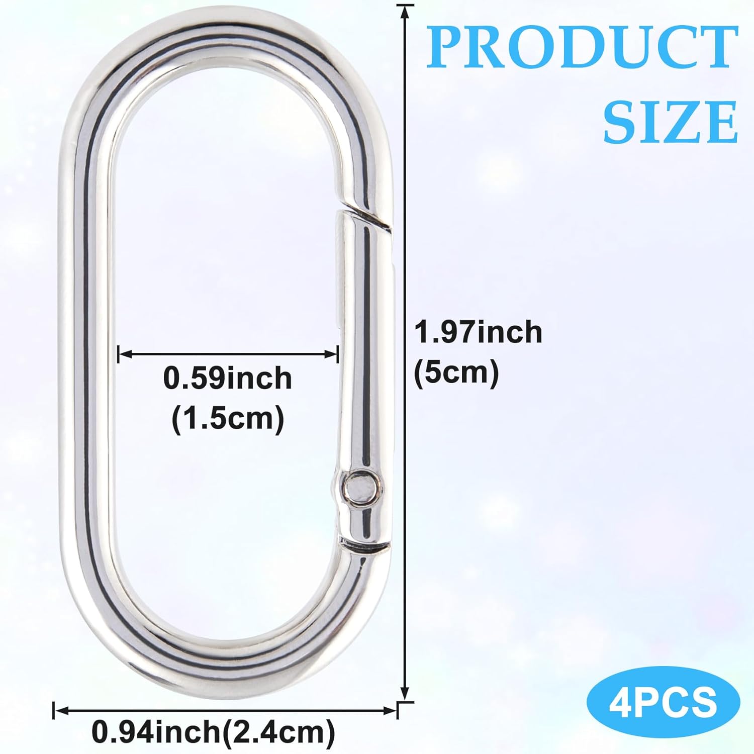 Oval Spring Ring Clips, Metal Keyring Purse Clip, Heavy Duty Opening O Ring Carabiner for Keychains,Backpacks, Keys - Image 2