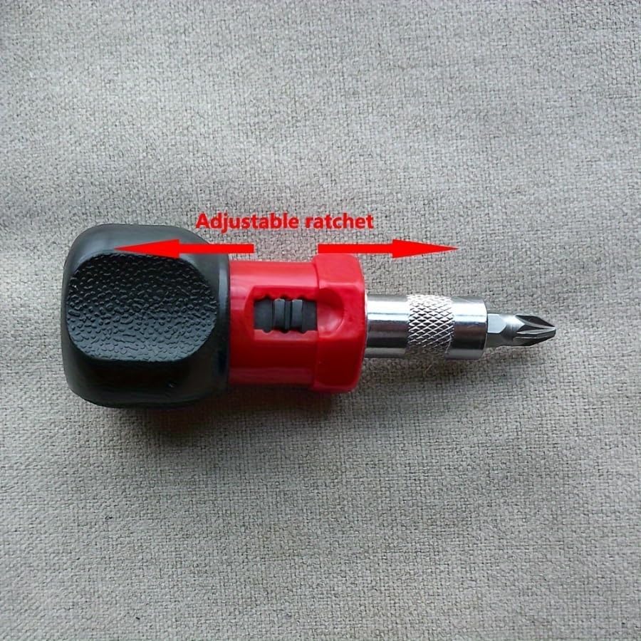 Mini Multi-Function Screwdriver Ratchet Screwdriver Set - Reversible Quick Operation Steel Screwdriver with Flat, Triangular, Phillips Head Style (Black,1)
