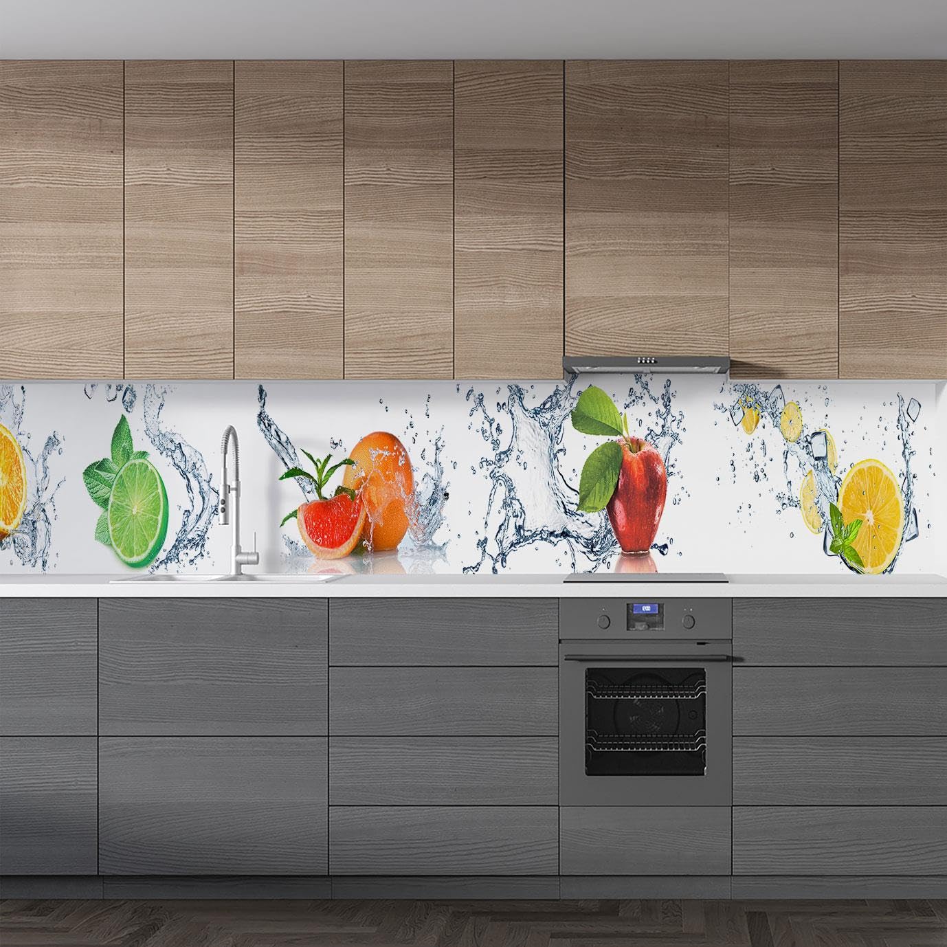 Mutfak Tezgah Arası Folyo Fayans Kaplama Folyosu Meyveler Su Pano 60x500 CM