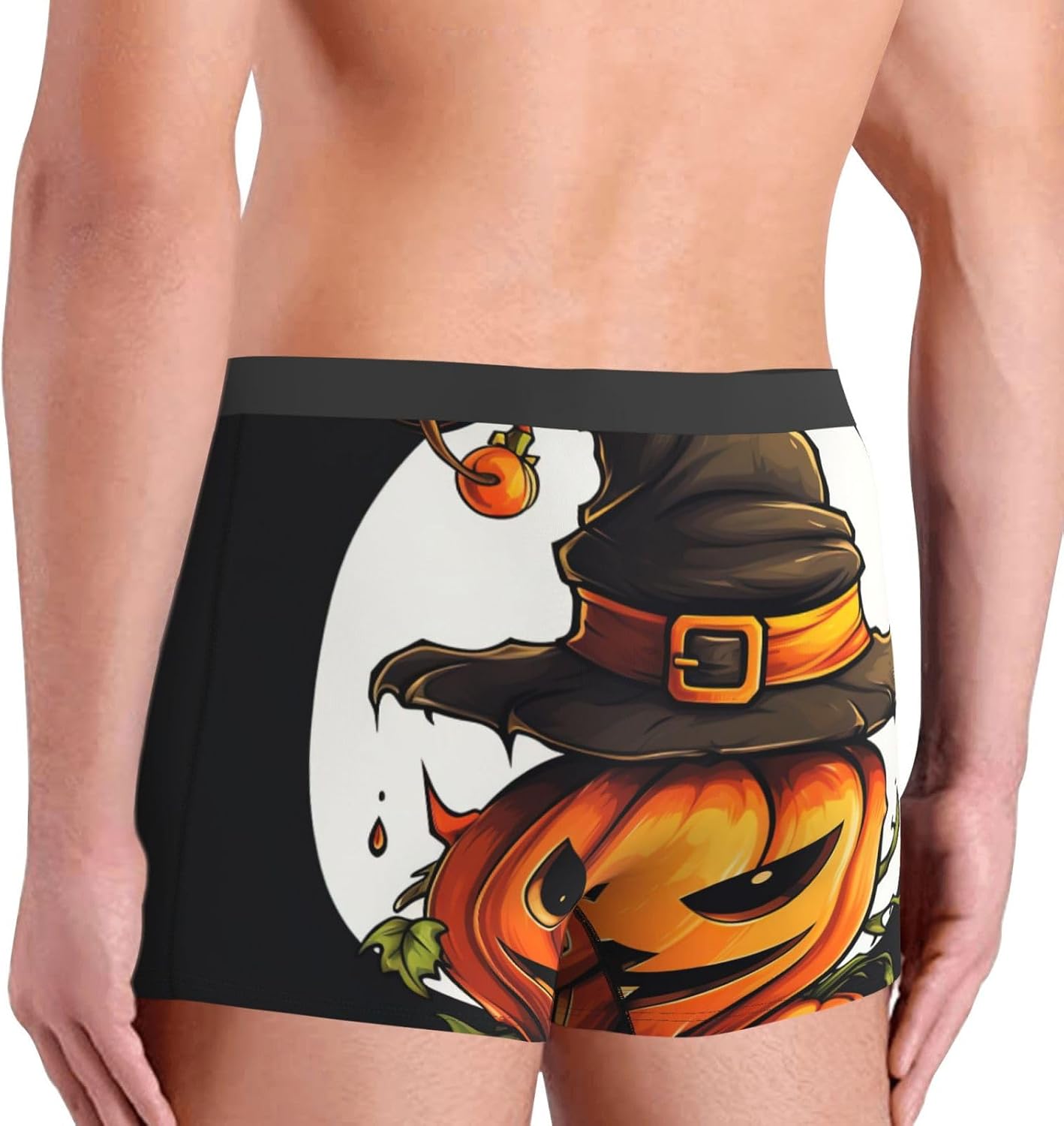 Halloween Cute Pumpkin Print Men'S Boxer Briefs, Breathable Comfortable Mens Underwear With Soft Stretch Fabric