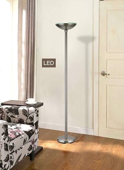 Artiva USA Artiva USA LED9485SN LED Torchiere Floor Lamp with Touch Dimmer, 71", Brushed Steel