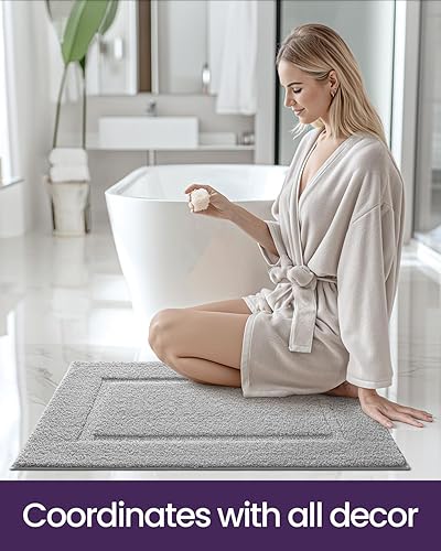 Miniatura 8 de DEXI Alfombra de baño de 36 x 24 pulgadas, lavable antideslizante para suelo de ducha, tapete de baño absorbente de secado rápido con respaldo