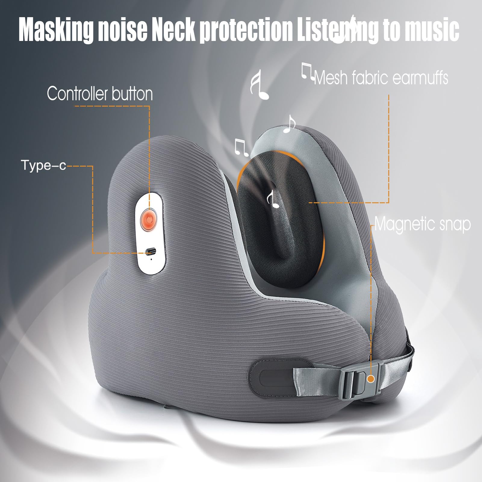 Almohada De Viaje para Cuello Auriculares Inalámbricos con Hebilla | Almohada para el cuello Para coche, camping, vuelos largos, tren, hogar, adultos, niños y durmientes