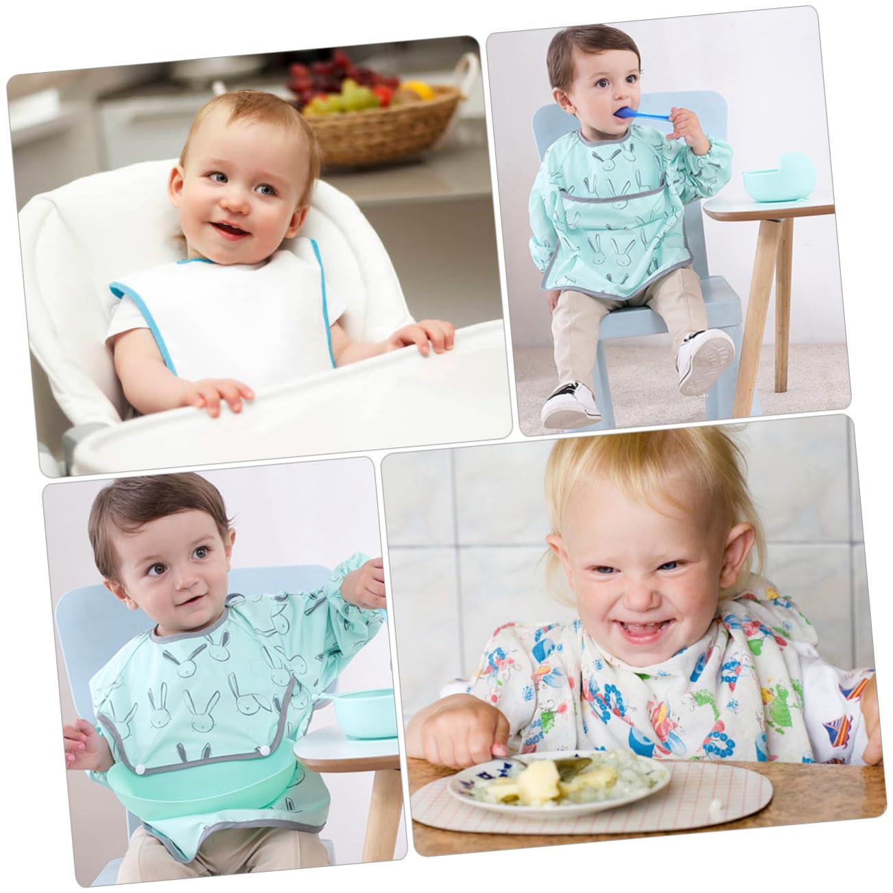Abaodam 2 Set Bavaglino Grembiule Del Bambino Bambino Che Mangia Grembiule Manica Lunga Infantile Forniture Per Bambini Saliva Asciugamani Impermeabile Del