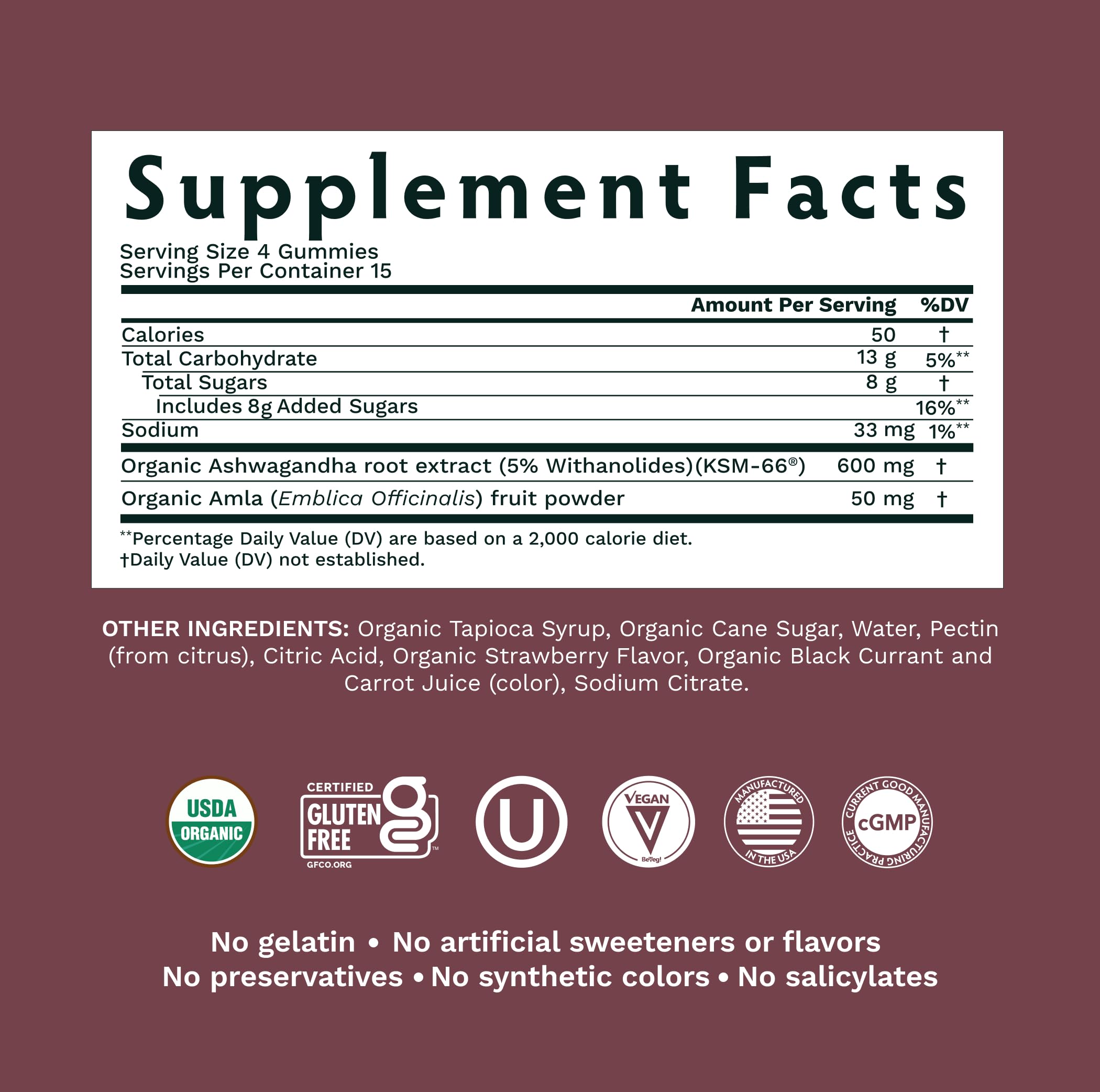 TRIBE ORGANICS Organic Ashwagandha KSM 66 Gummies for Adults, 60ct — Amazon image 5