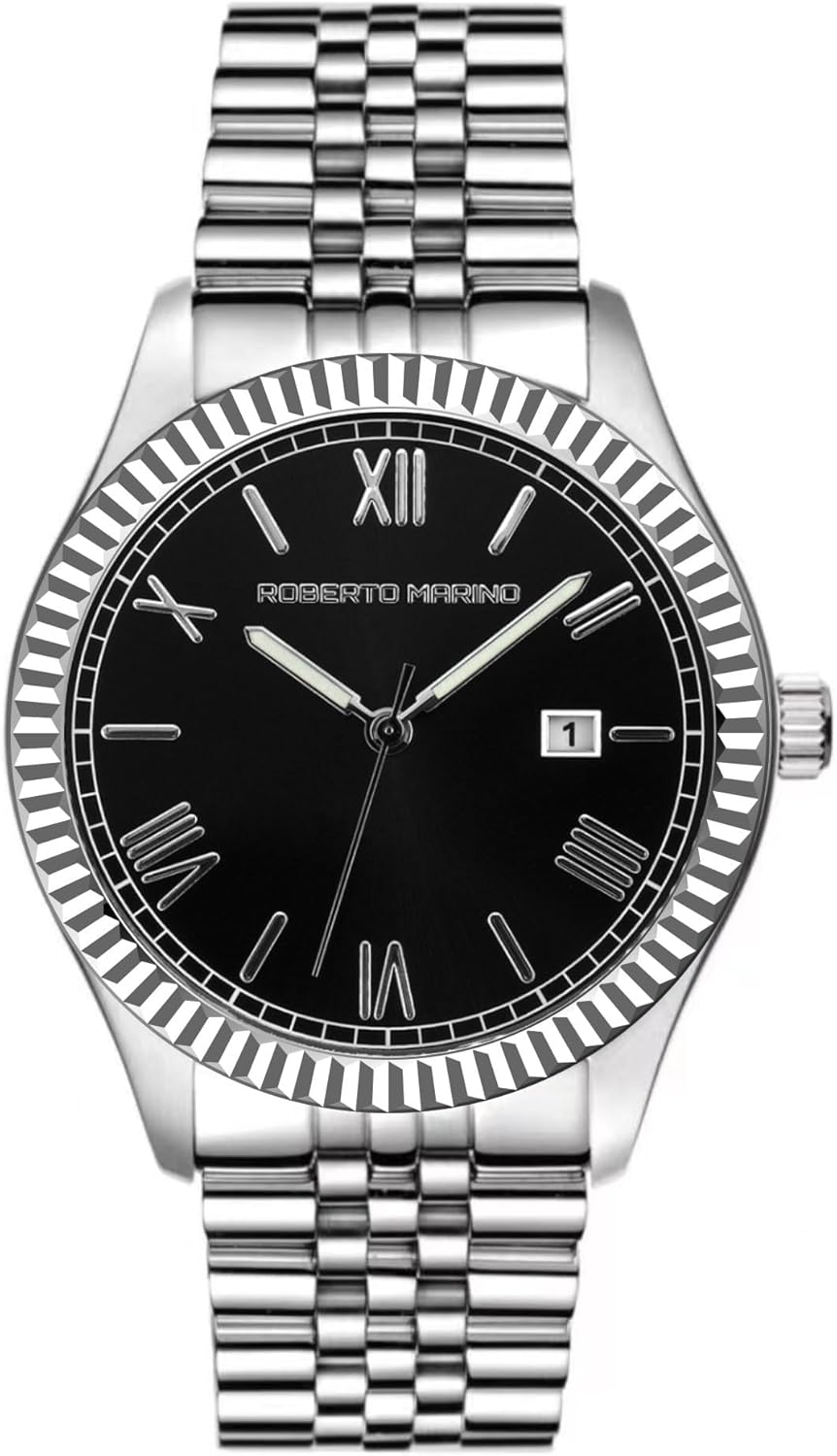 Roberto Marino Men’s Luxury Watch – Gold Stainless Steel, Japanese Quartz, Blue Dial, 3 ATM Water Resistant