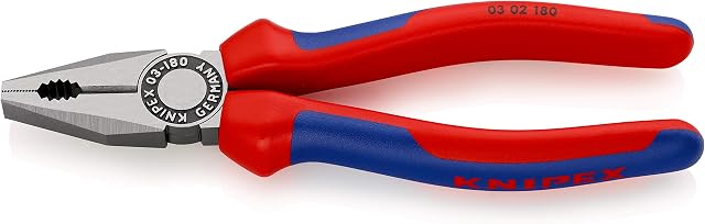 Knipex Szczypce uniwersalne fosforanowane, czarne, z wielokomponentowymi nasadkami 180 mm karta do sprzedaży w systemie (samoobsługi/blister) 03 02 180 SB