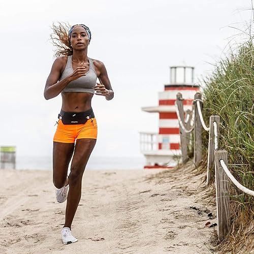 Miniatura 6 de Fitletic Cinturón Neo Race, negro  Diseño único sin rebote para maratón, triatlón, sendero, 5k, 10k  Cinturón de running  N01R-01