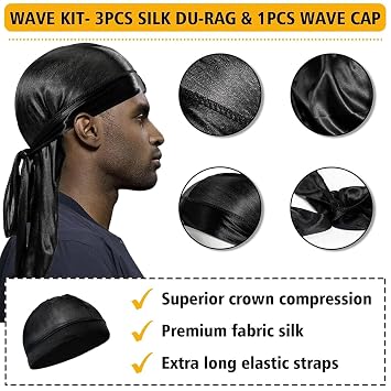 Wave Pomade for Men Strong Hold Easy Wash 360 Wave Training Hair Cream, Waves Grease for Men Promotes Layered Waves, Moisture, Control and Silky Shine, Wave Kit Curved Medium Waves Brush Silky Durag