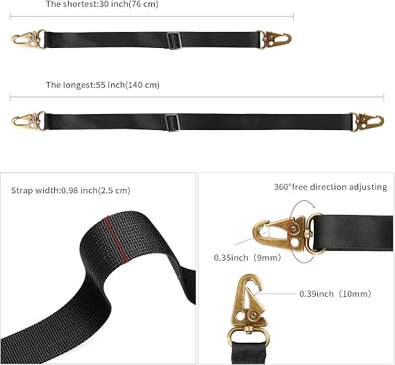 VIPERADE Universal Replacement Shoulder Straps, 55 Adjustable Shoulder Belt with Metal Swivel Hooks for Radio Pouch Mini Cell Phone Pouch Purse Mini Waist Bag & Accessory Bag (1 PC)