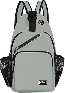 Crossbody Sling Backpack Men and Women Sling Bag Shoulder Backpack Travel Hiking Chest Bag Daypack (Grey)