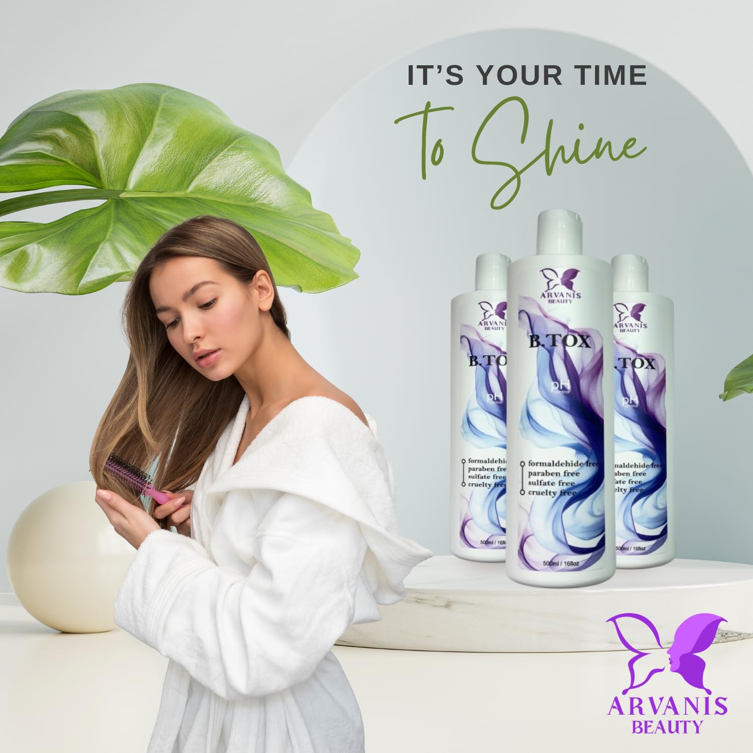 Arvanis Beauty Hair Mask B-Tox Hair Treatment Long Lasting Anti-Frizz Hair Gloss For Damaged Hair. Formaldehyde-Free. Keratin hair treatment, Hair Mask BTox Deeply Hydrates and Nourishes. 500ml