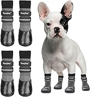 Vista 15 de BINGPET - Calcetines antideslizantes para perros para suelos de madera dura, botines antideslizantes para perros para prevenir lesiones, protector