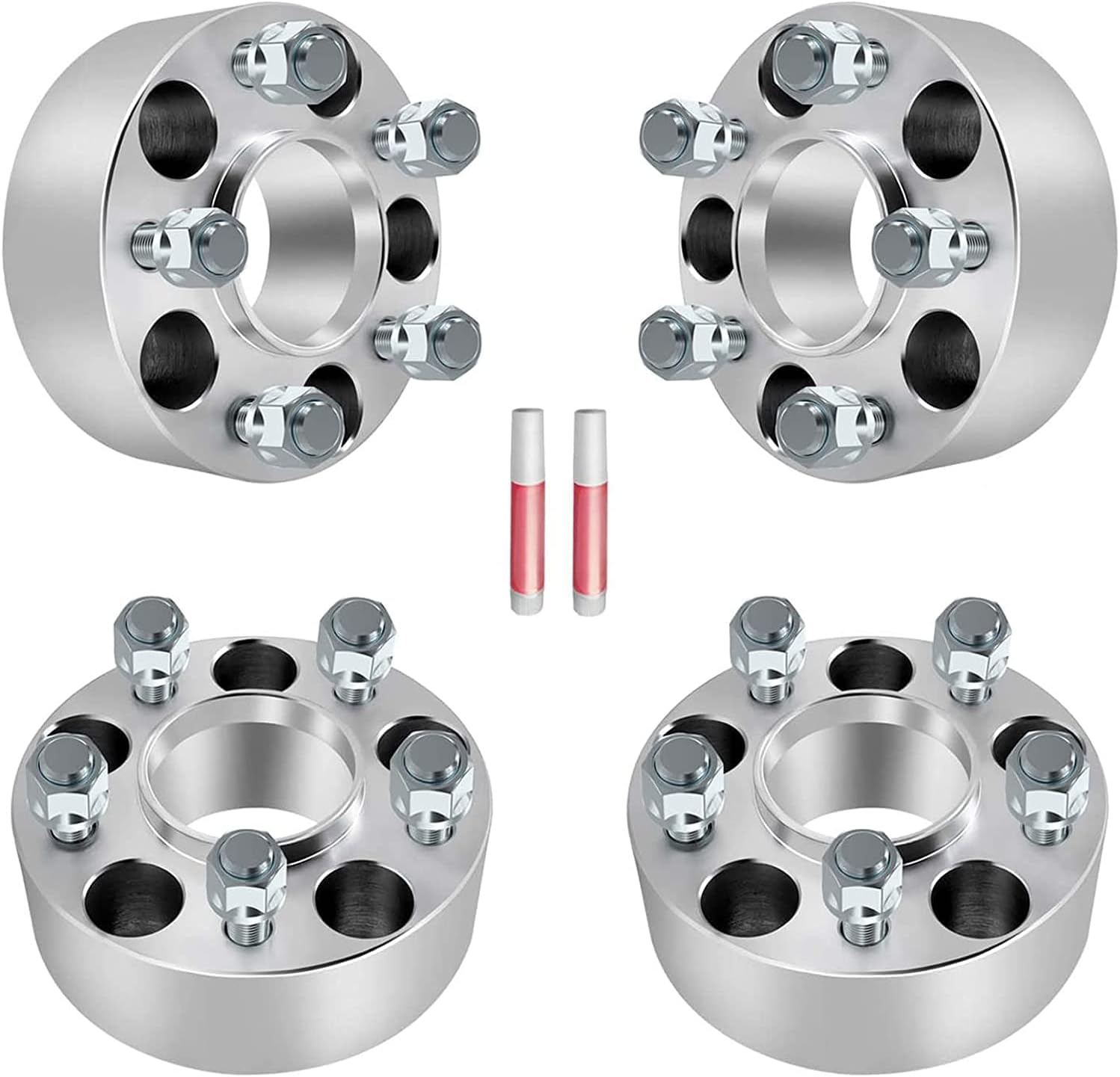 GDSMOTU 4Pcs 5x4.5 Wheel Spacers 5 Lugs 2 inch Sliver Hubcentric Wheel Adapters Compatible for Mark 7 1984-1992 for Town Car 1982-2004 70.5mm 1/2 Studs Forged Aluminum Car Spacers