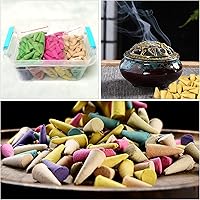 Vista 4 de Conos de incienso, 8 aromas de incienso mixtos (320 conos en total) y un quemador de incienso de cerámica. Cono de aroma natural, para meditación