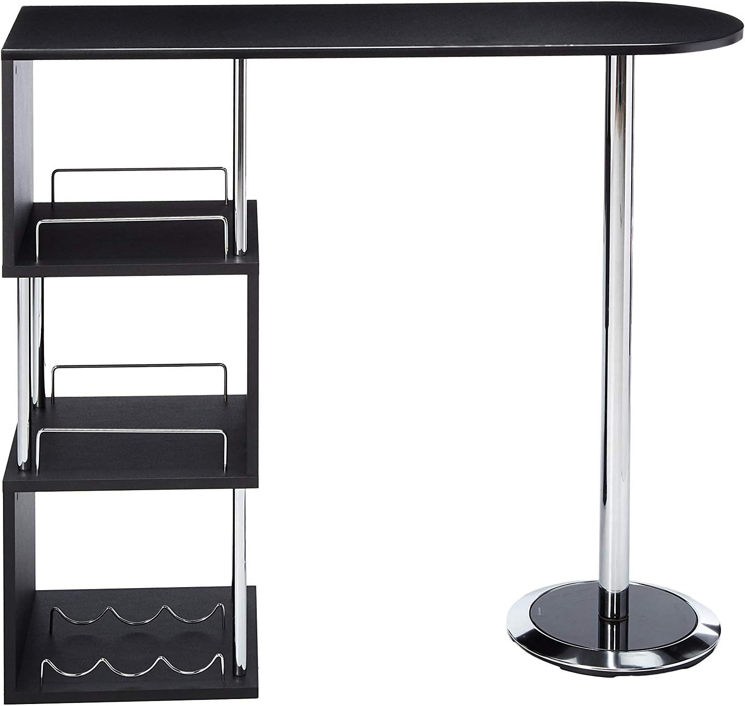 Kings Brand Furniture - Minorca Modern Wine Bar Table w/Shelves (Black)