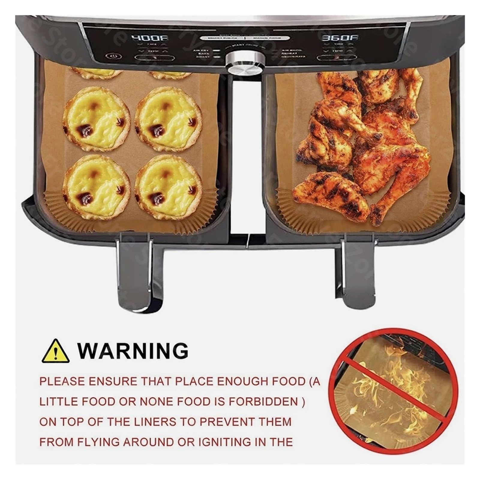 Papel for hornear freidora de aire, Compatible con Ninja, Dual XL foodi AF300 AF400 AF451, revestimiento de papel desechable, molde for parrilla, accesorios for freidora(200pcs 22x14cm)