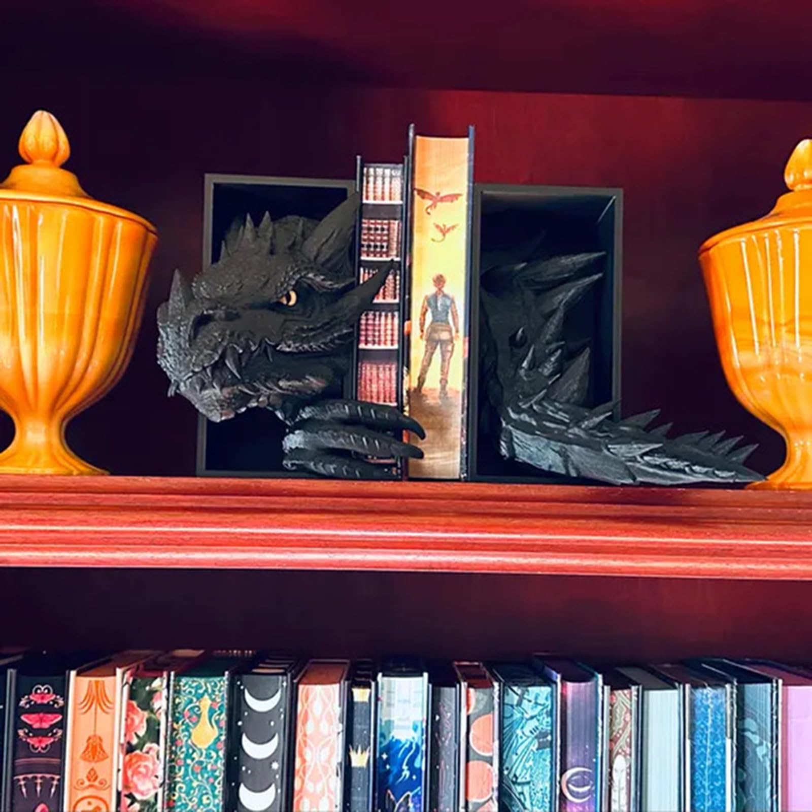 Drachen-Buchstütze, 3D-Design, springt aus dem Regal, Verwendung zwischen Büchern oder am Ende eines Bücherregals oder Einer Bücherecke, Fantasy-Drachen-Dekor