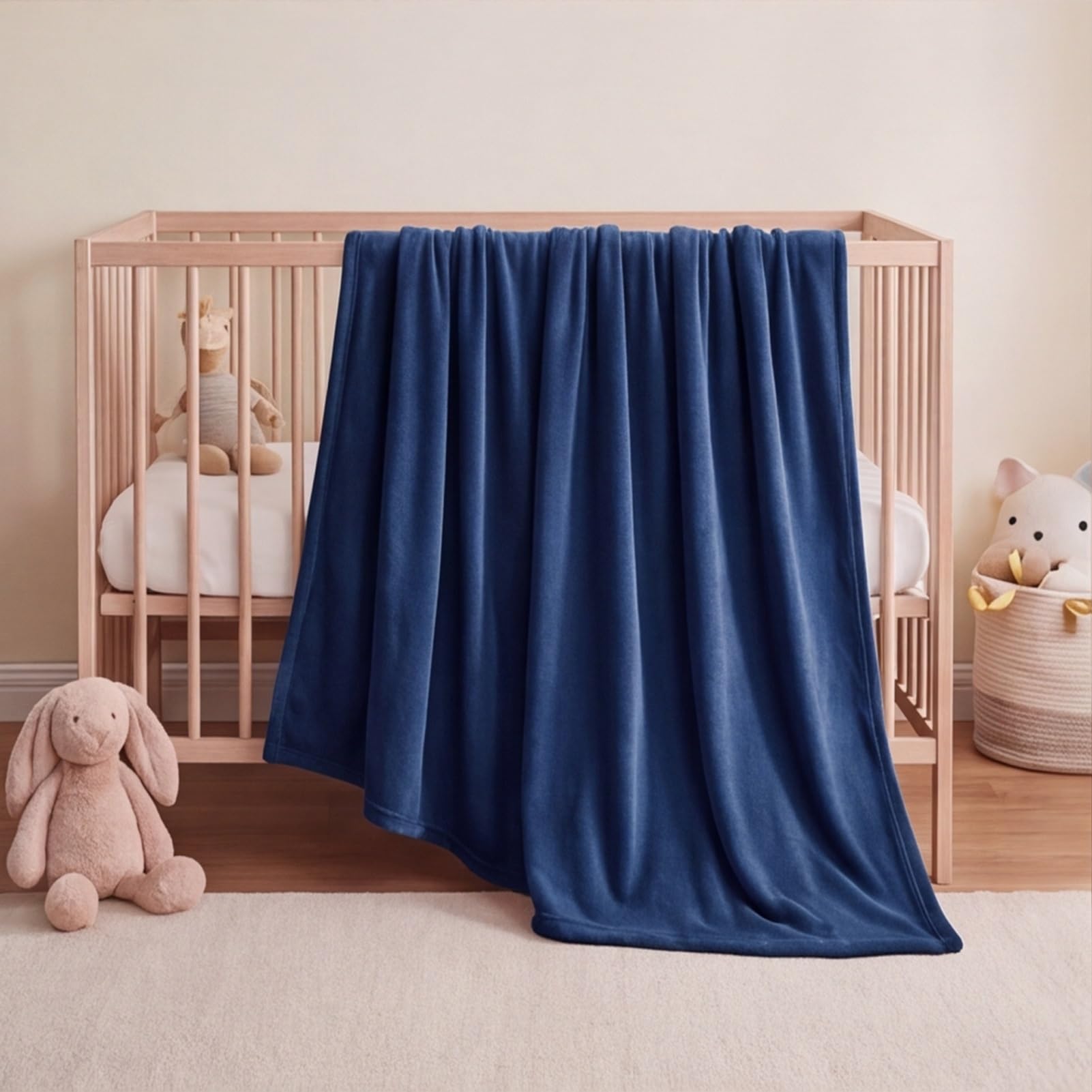 GOUTUI Fleece Blanket Throw 185 x 385 cm Polyester Fluffy Sofa Throws Super Soft Warm Cosy for Bed Settees Armchairs, Navy Blue