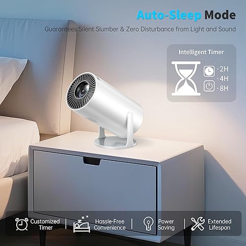 Miniatura 5 de Mini proyector, rotación de 270, proyector portátil compatible con 4K, proyector de película para exteriores Full HD 1080P, pantalla con cable