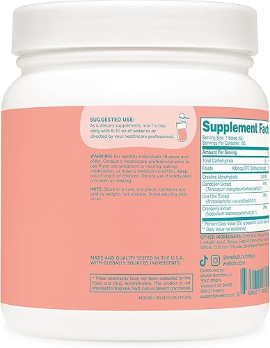 Miniatura 16 de Wellah Creatina para mujer - Monohidrato de creatina con diente de león y extracto de arándano (50 porciones, sandía granizado)