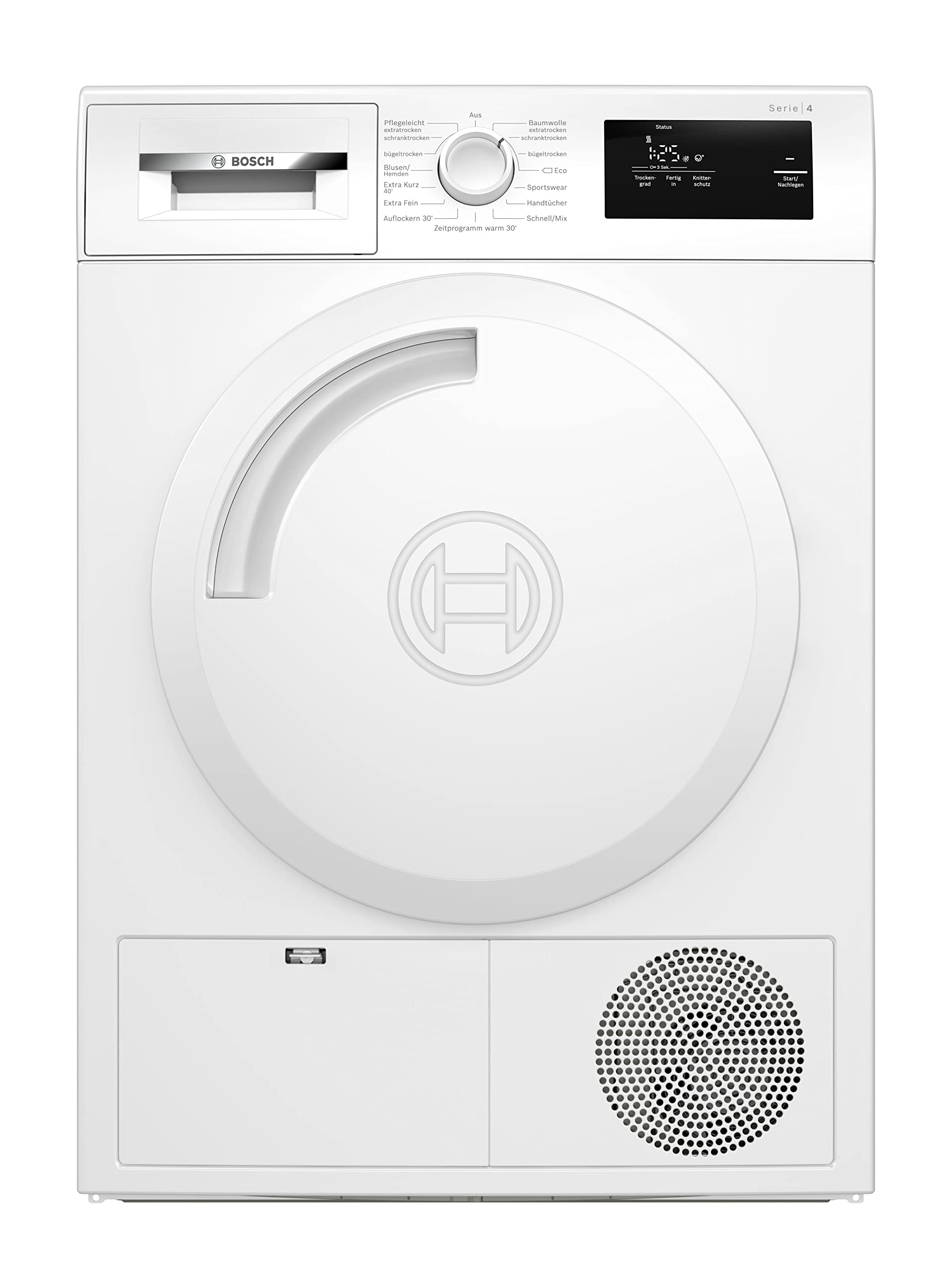 Bosch Wärmepumpentrockner für 7 kg Wäsche, Serie 4, 243 kWh pro Jahr, Auto Dry, Sensitive Drying-System, Umweltfreundliches Kühlmittel, Weiß, WTH83003