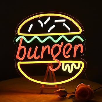 ネオンサイン ハンバーガー　USB給電  LED オリジナル　オーダーメイド ネオンサイン ハンバーガー USB給電 LED オリジナル オーダー