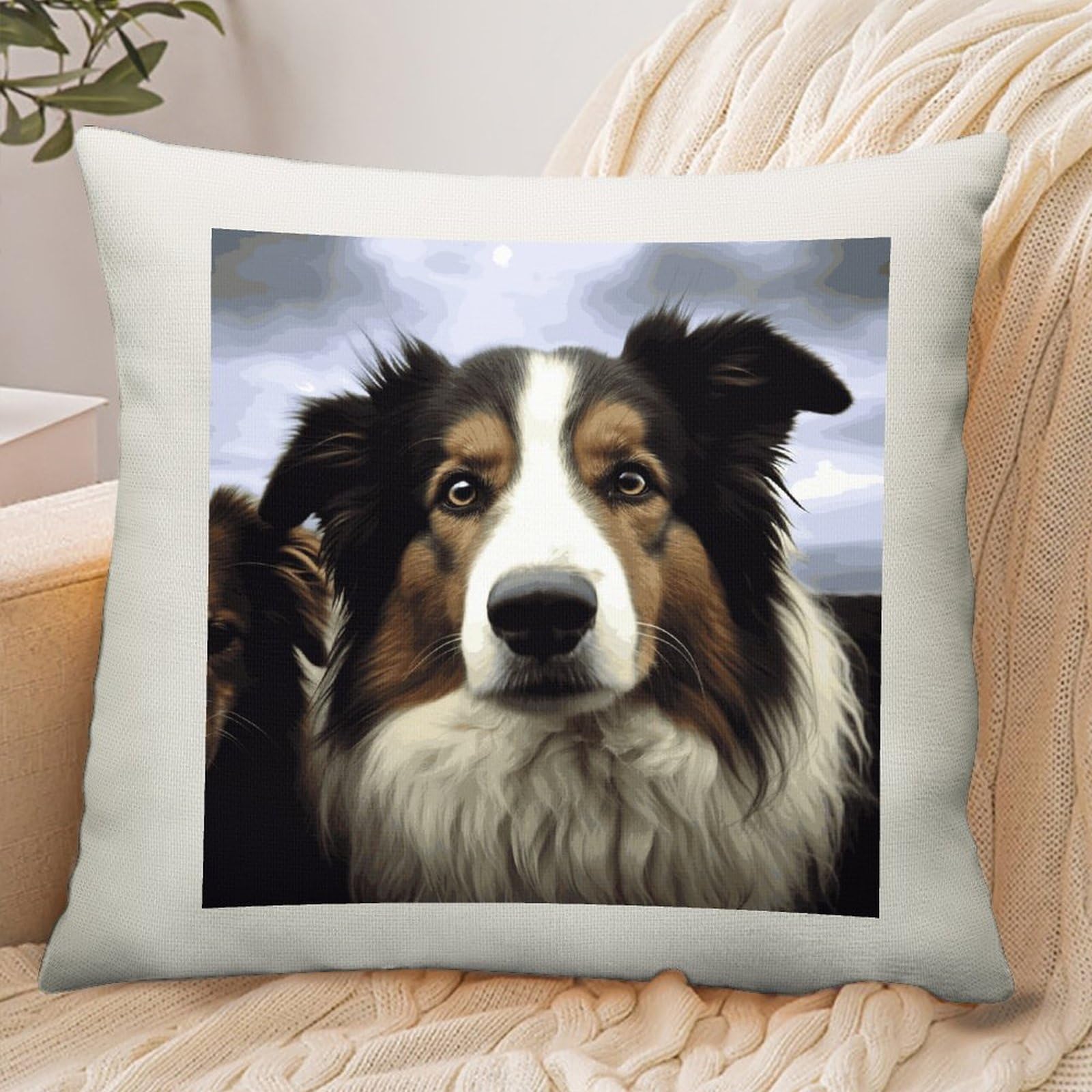 Adfgyerh Style Sheep Dog Pillow Cover Breathable,Pillowcases Boho Decorative Envelope Closure,Throw Pillow Covers For Beach,Patio,Balcony,Couch Living Room 16 * 16In