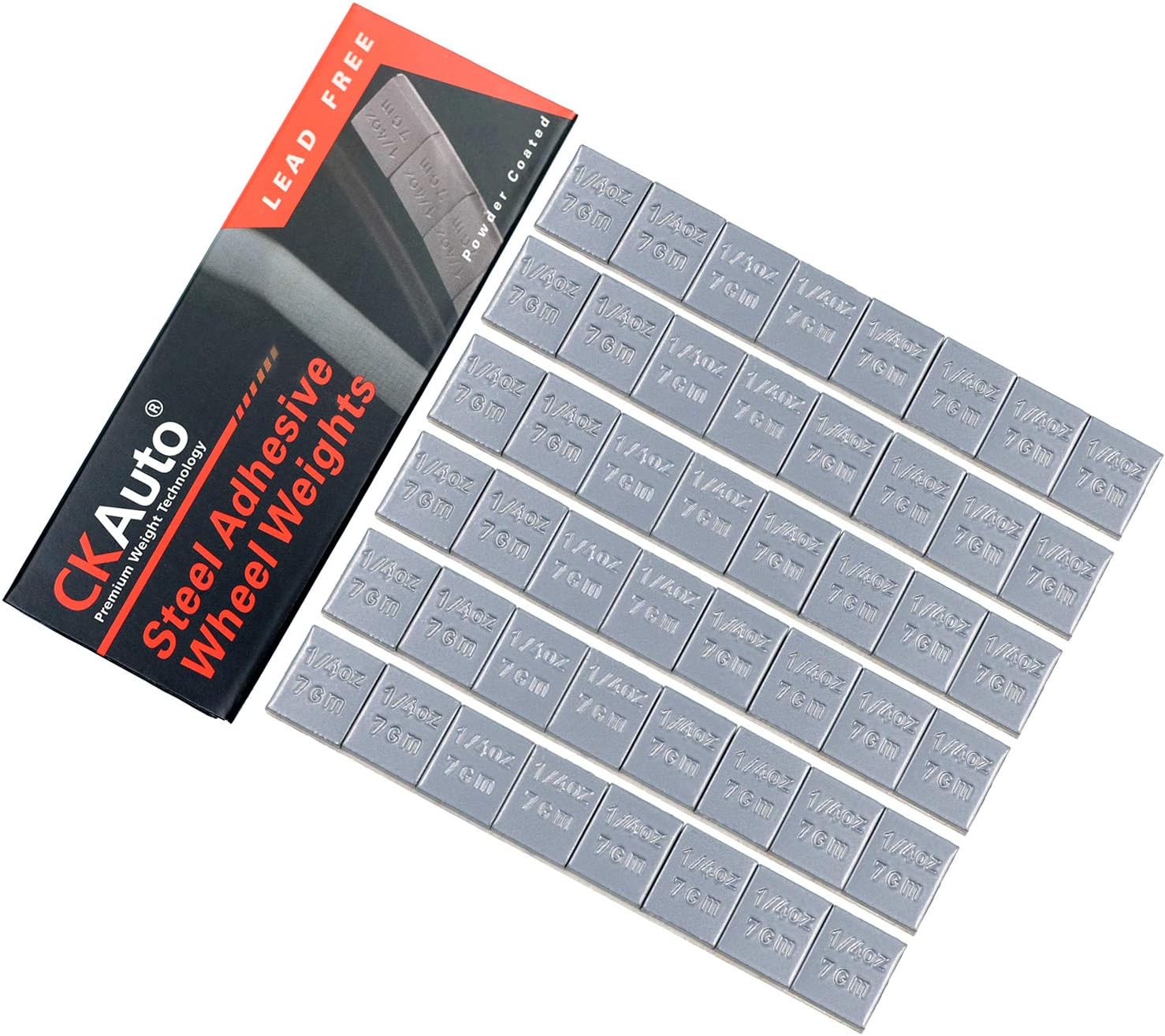 CKAuto 0.7g 0.25oz Grey EasyPeel Adhesive Wheel Weights - Cars, Trucks, SUVs, Motorcycles, RC Cars Low Profile 12oz/Box, US OEM Quality, (48pcs)