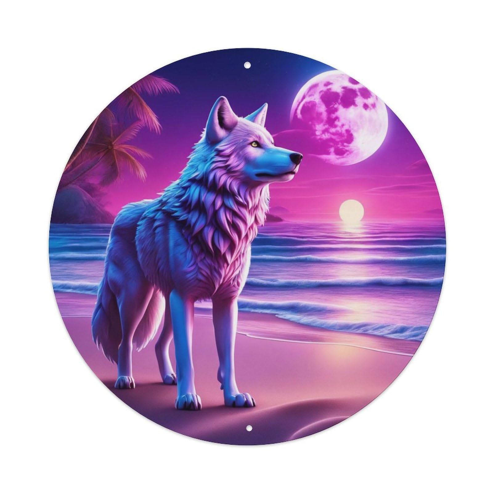 Animal Artwork Arctic Wolf by The River Vintage Metal Tin Sign Plaque Wall Decor for Cafe, Club Bar, Office, Garden Metal Poster 8x8Inch