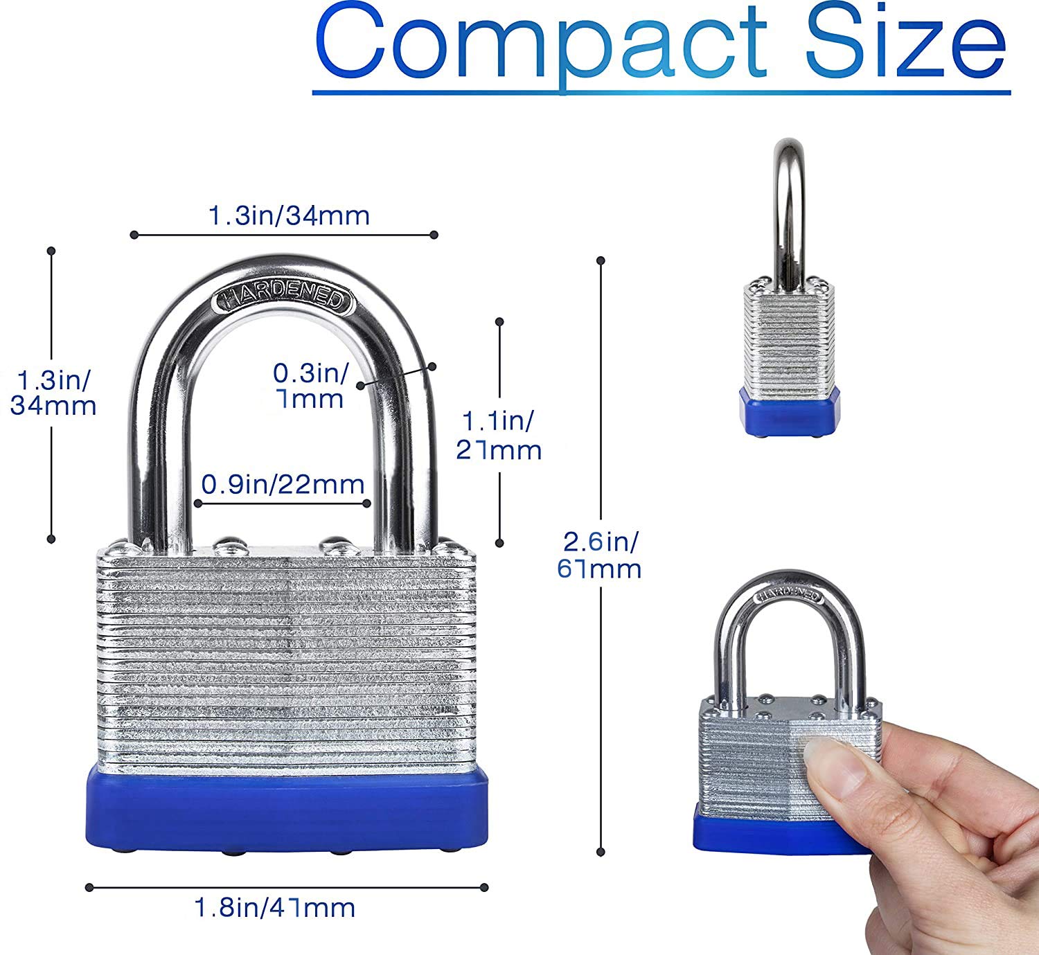 Dorlok Padlock with Key for Outdoor Use, Shackle Lock with 2 Keys
