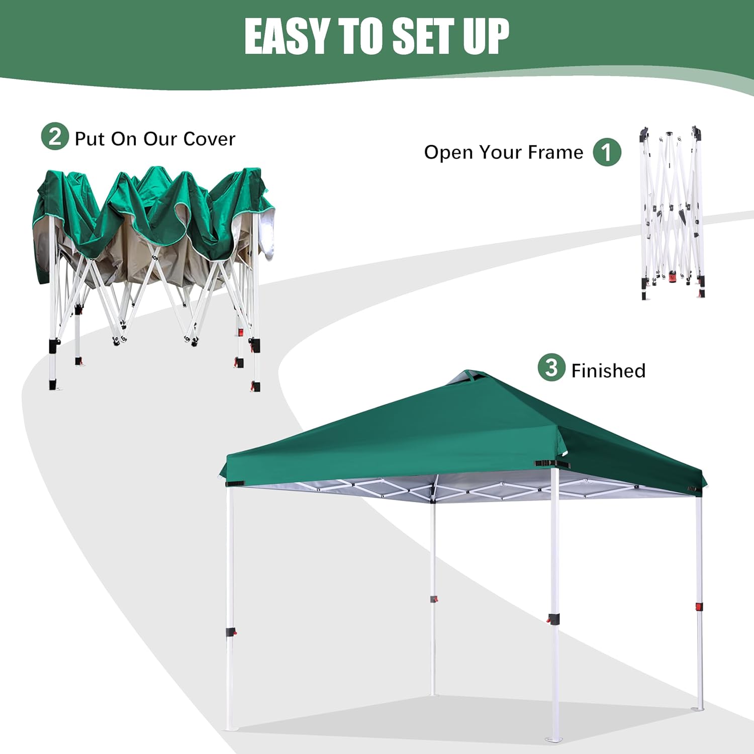 SCOCANOPY Replacement Top with Air Vent and Buckle for 8x8 Canopy Frame, Canopy Cover ONLY, (Forest Green)