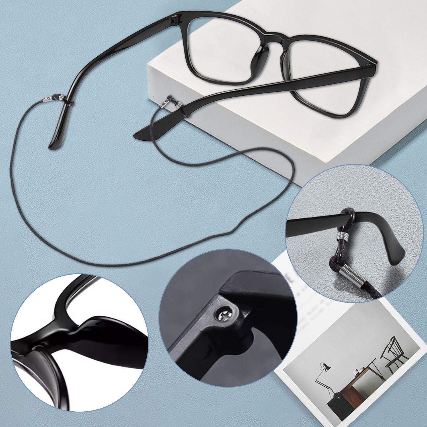 FFDHWU 2 Pieces Of Flat Glasses And 2 Pieces Of Eyeglass Cords, Classic Glasses, Fashionable Glasses, Reading Glasses - Image 3