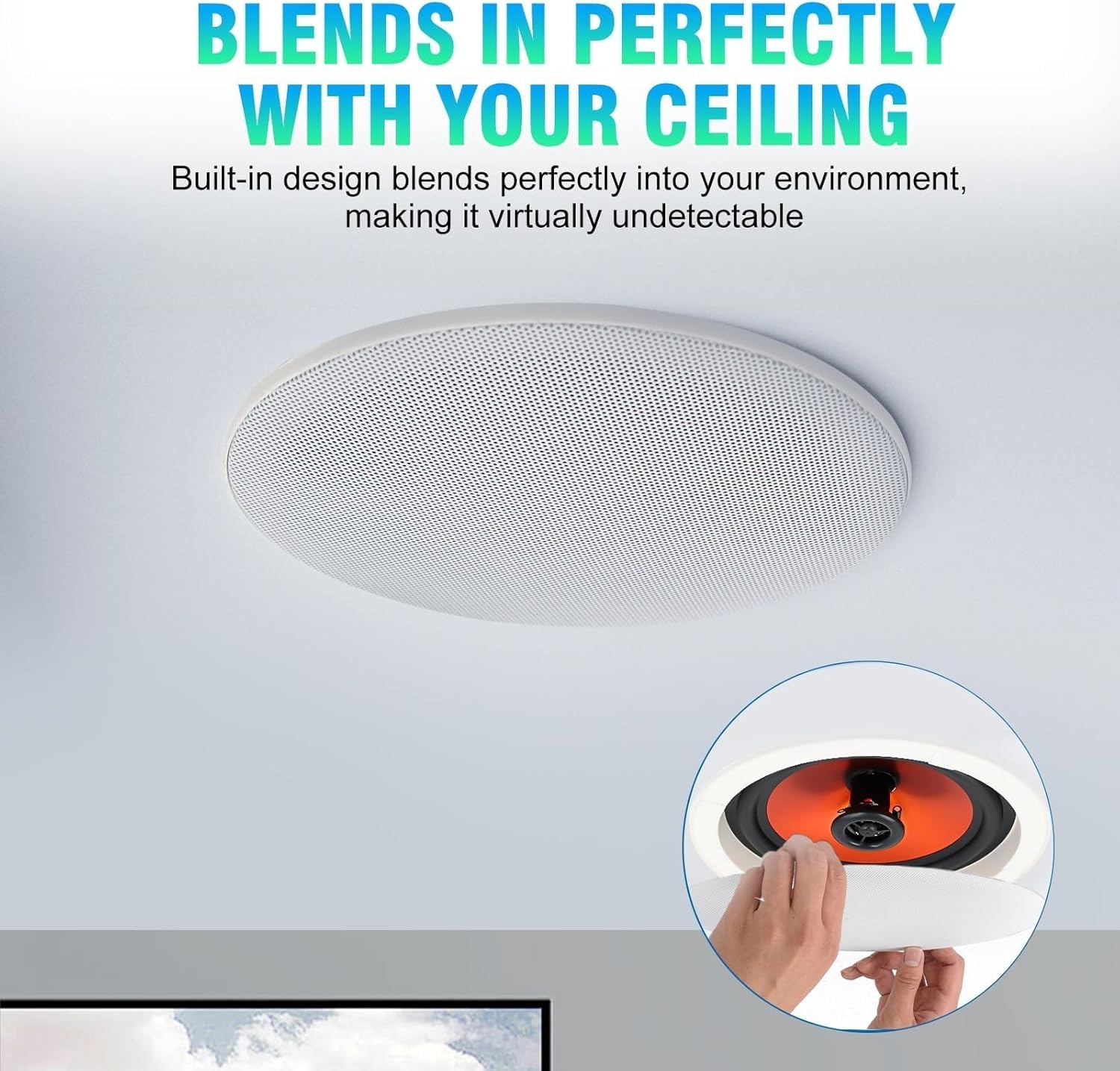 STUDIOFINIX Altoparlanti Bluetooth da incasso da soffitto da 16,5 cm, 300 W, sistema di altoparlanti da incasso, adatti per interni, cucina, home theater, camera da letto, ufficio, patio coperto (2