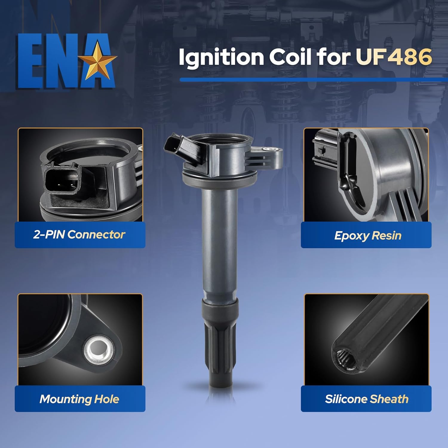 ENA Set of 6 Ignition Coil Pack Compatible with Mercury Ford 2008-2012 Escape, 2006-2012 Fusion, 2009-2011 Mariner 2006-2011 Milan, 2006 Lincoln Zephyr Replacement for DG514 C1594 UF486 3.0L V6