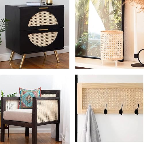 Miniatura 6 de Caña de malla pretejida de 14 pulgadas de ancho, rollo de cincha de caña de ratán, tejido abierto, malla de mimbre para gabinete, puerta