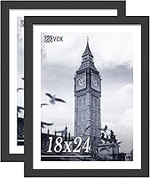 Vista 6 de VCK 8x10 Picture Frames - Black, Wide Border Solid Wood Frame, Display Photo in Horizontal and Vertical, for Home, Office, Gallery, Woodgrain