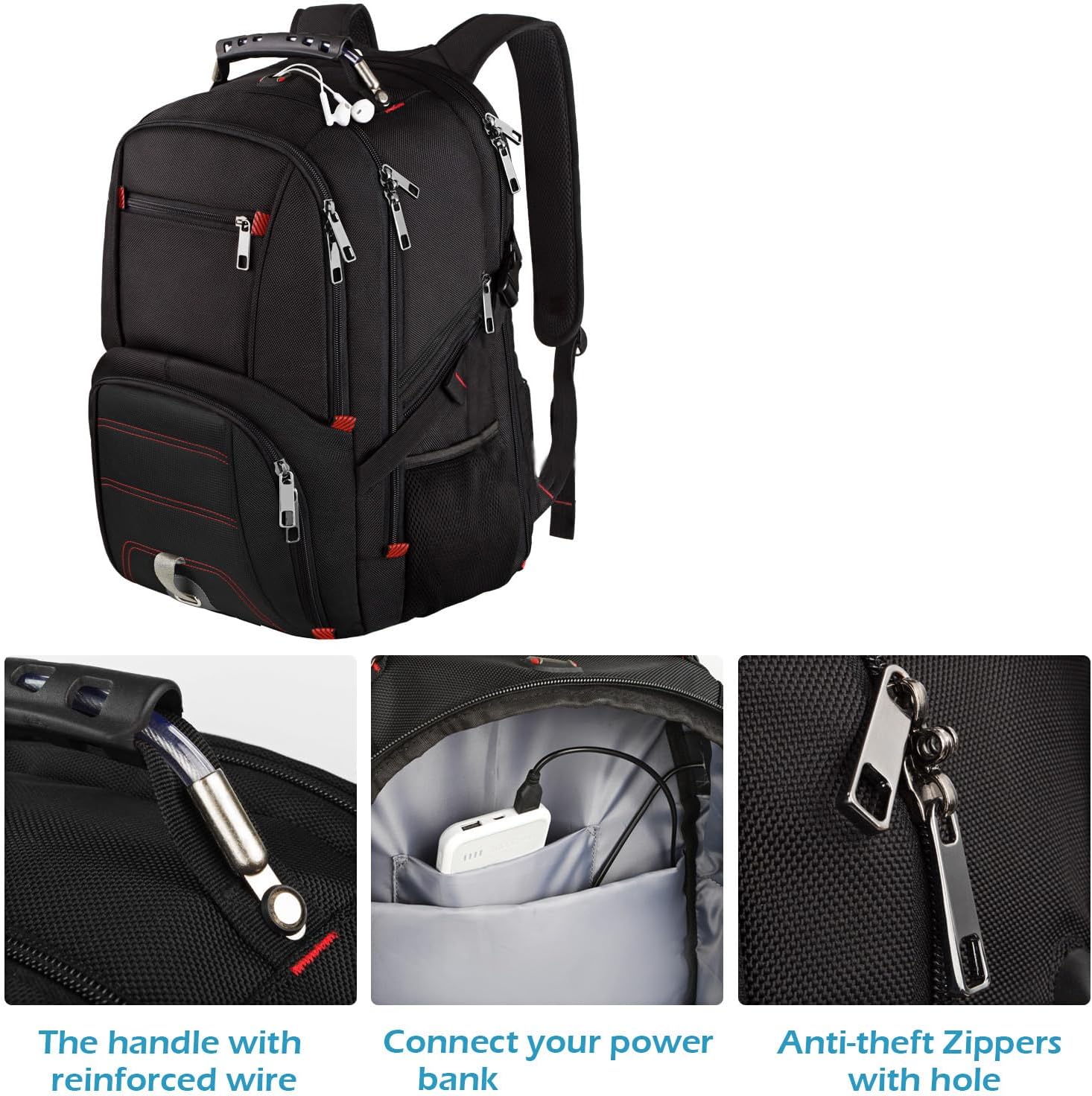 Jiefeike Travel Laptop Backpack,Extra Large Capacity TSA Friendly Anti Theft Backpacks Water-Resistant Men Business College Computer Bookbag Fits 17 Inch Laptop&Notebook
