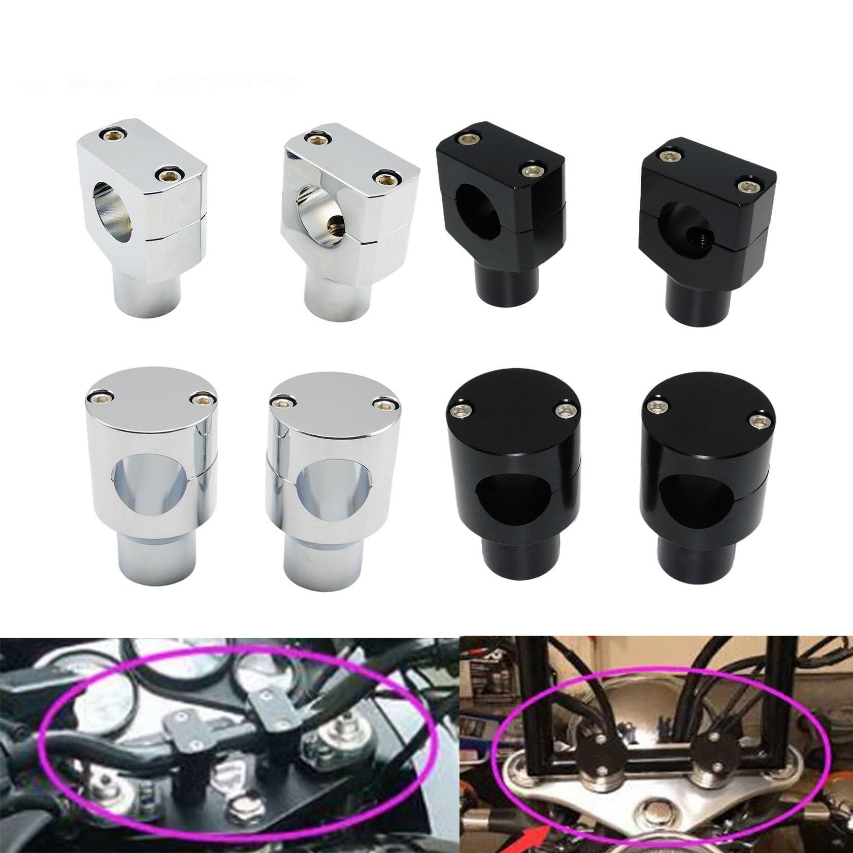 Morsetti Manubrio Moto Per Kawasaki Universal 22mm 25mm Manubrio Moto 1 "7/8" Kit Riser Manubrio Moto Manubrio Riser (Misurare : 25mm bar risers E)