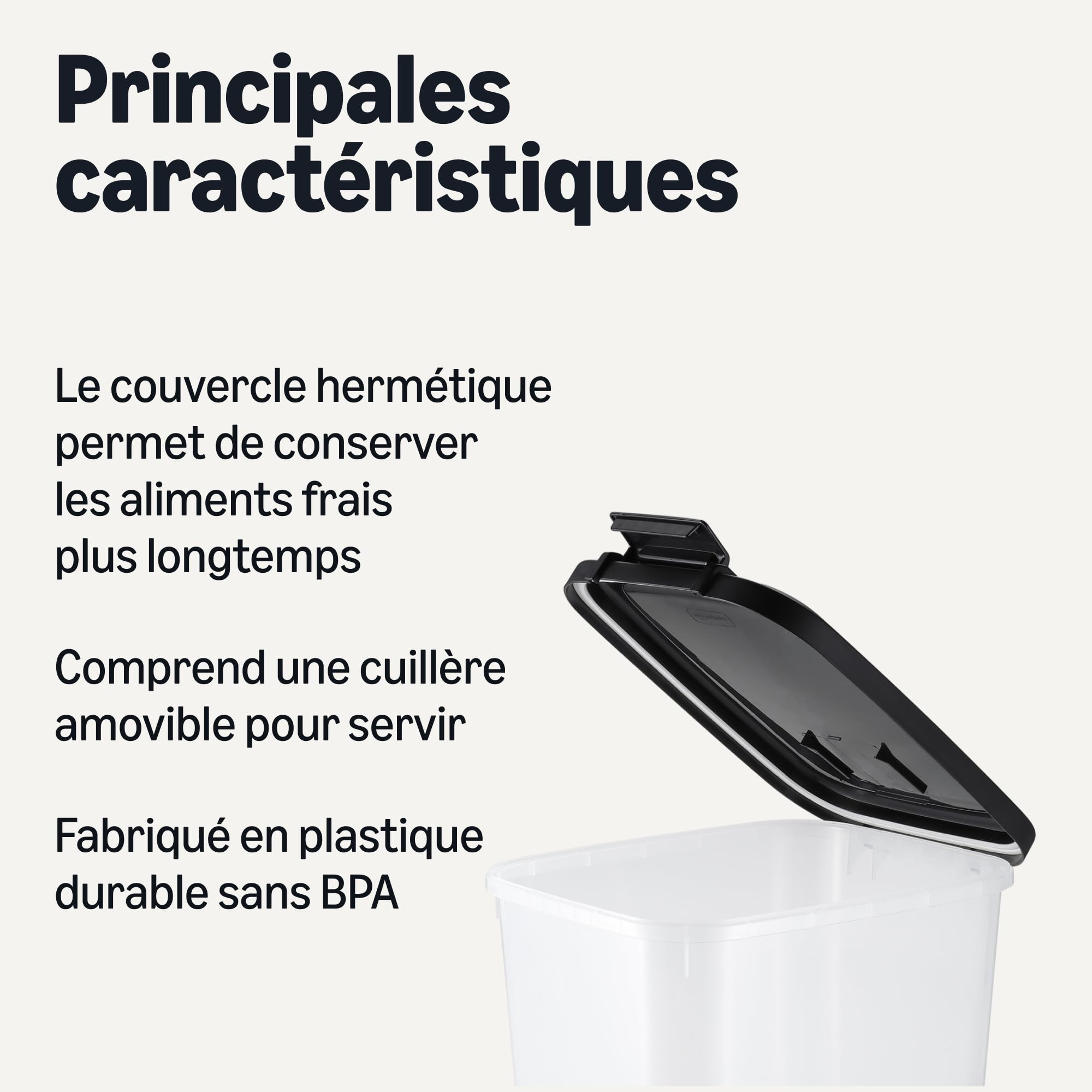 Amazon Basics Boîte de Conservation de Nourriture pour Animaux, 15.8 kg,Transparent et Noir