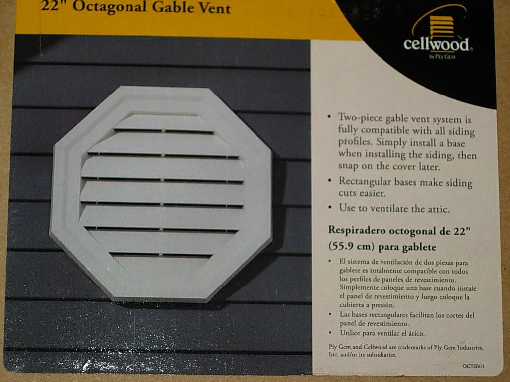 22 in. Pvc Octagon Gable Siding Vent - White - Attic Ventilation