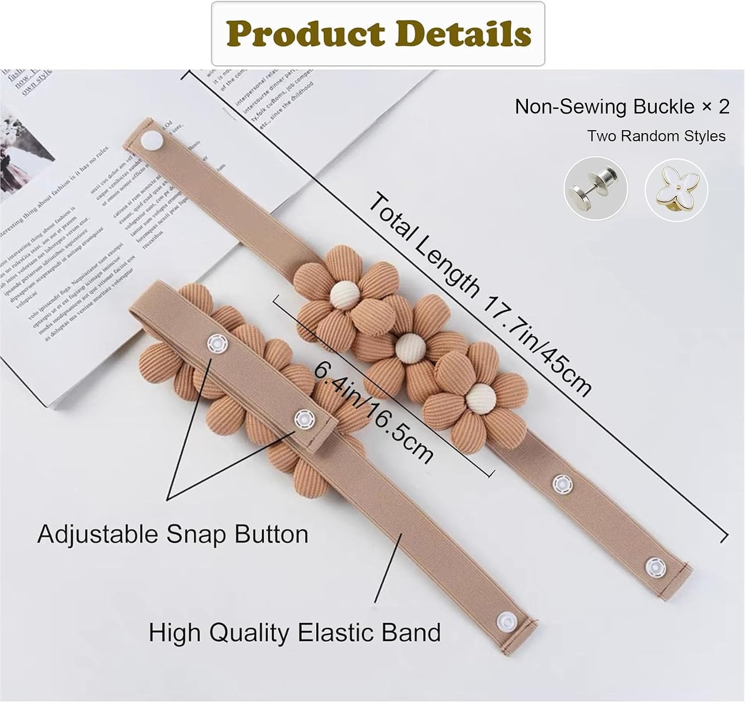 2 Pack Curtain Tiebacks with Snap Button and Elastic Elegant Daisy Curtain Ties Cute Home Decor for Living Room Bedroom Nursery Fit on Various Curtain Thicknesses and Styles (Cream, Three Flowers)
