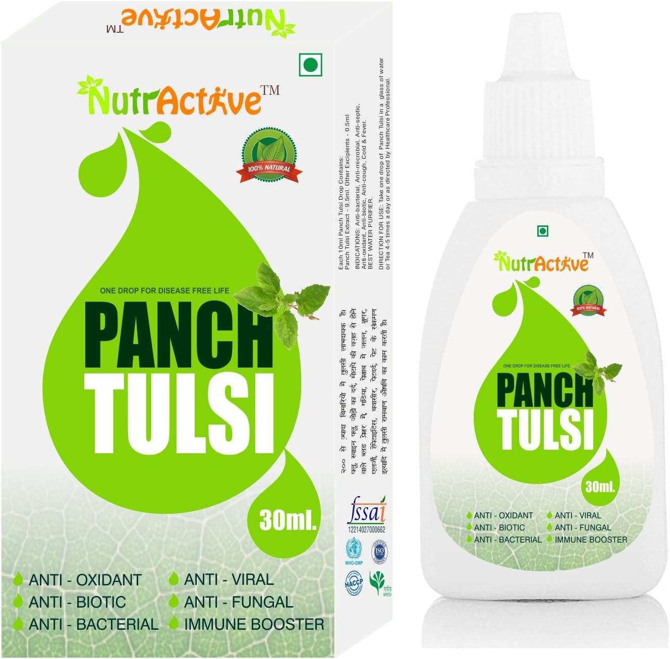 NutrActive™ Tulsi Drops (Panch Tulsi Ark) - 30ml | Natural Immunity Booster
