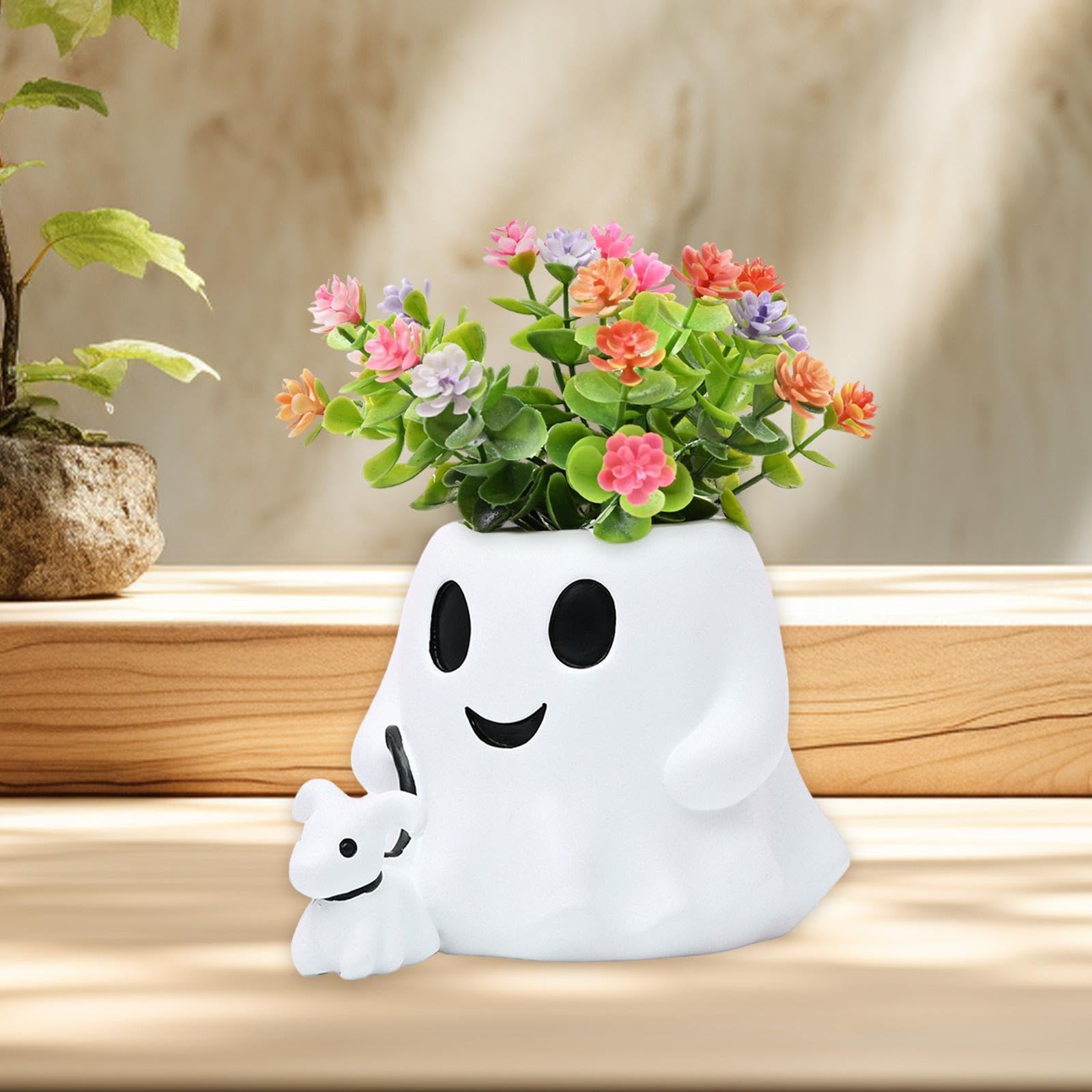Vaso Fantasma Fioriera da Davanzale Ciotola per Dolci Portavasi per Piante in Resina Leggera Adatto per Regali di Compleanno Ufficio E Casa, Senza Fiori