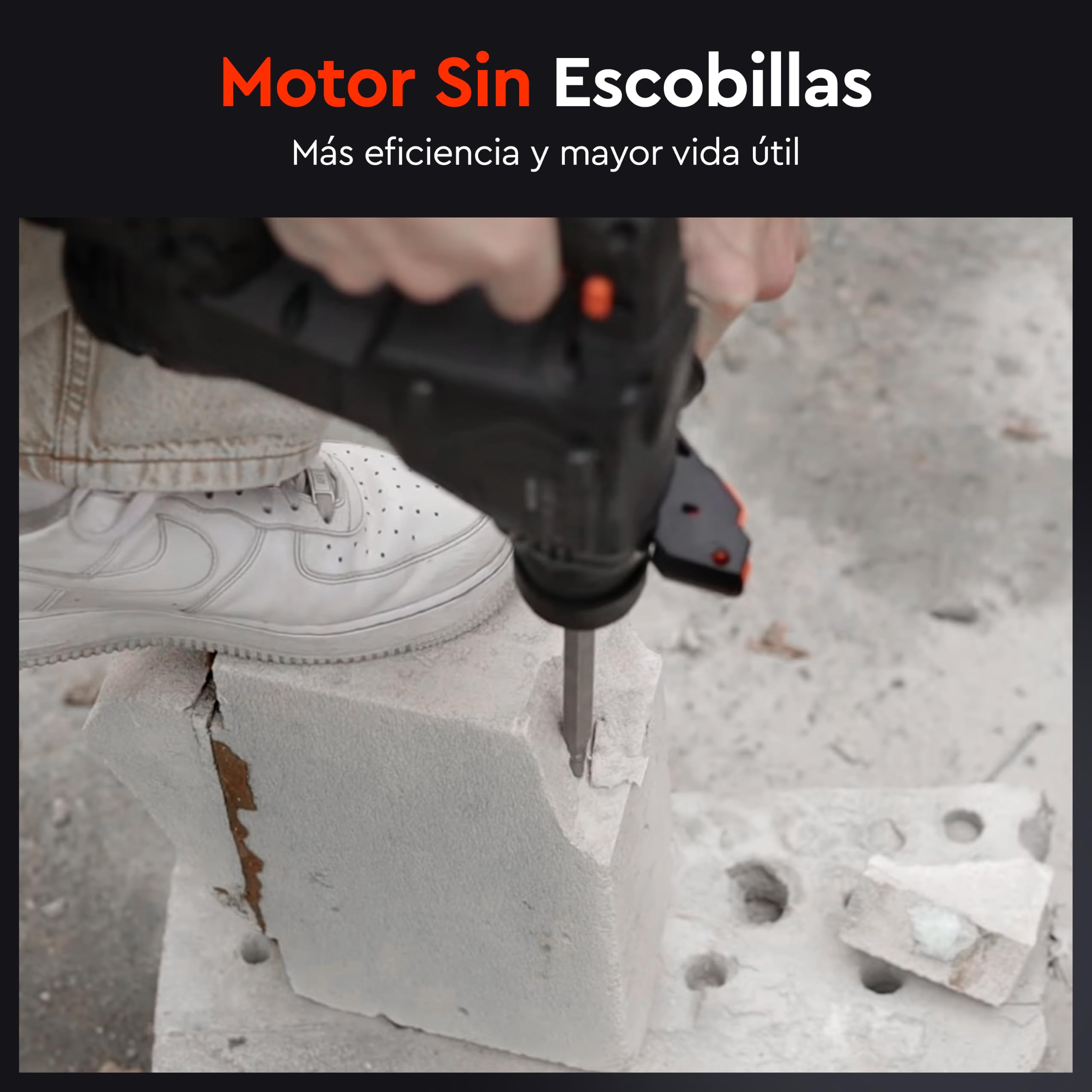 Martillo Perforador SDS Plus 20V Brushless con Batería 4Ah y Cargador, 4J, Ø26 mm Hormigón Armado, Antivibración, Protección Antirretroceso, DHR-203 BCX