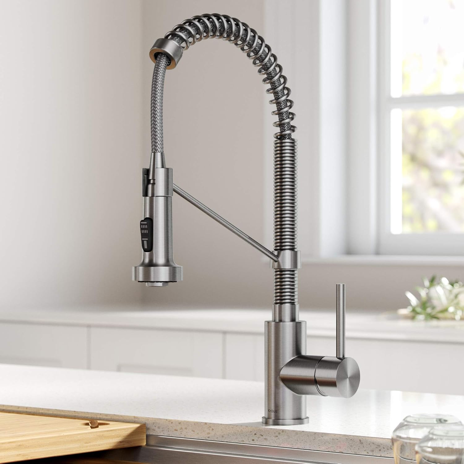 Review Discount Kraus KSF-1610SFS Bolden Touchless Sensor Commercial Pull-Down Single Handle 18-Inch Kitchen Faucet, Spot Free Stainless Steel